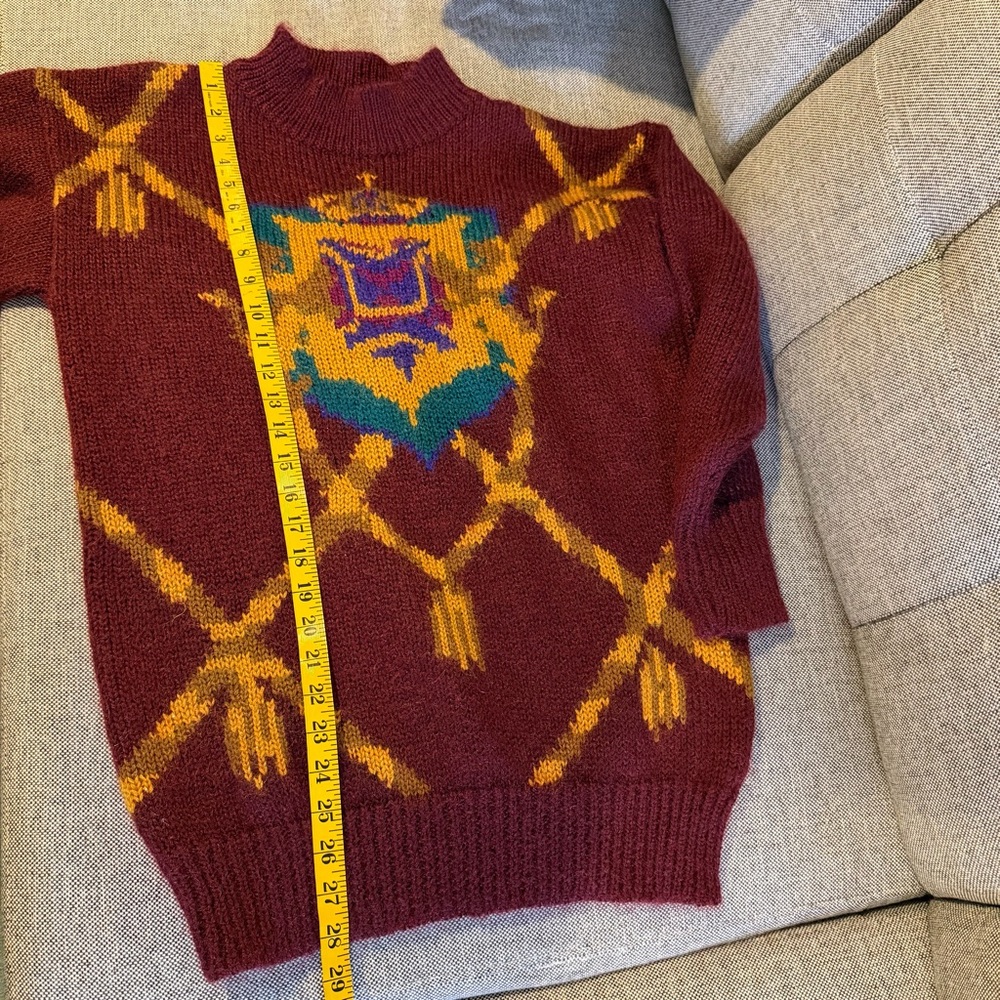 PRIVATE COLLECTION for Marshall Fields Mohair Blend Crest Sweater, Maroon | LG - Picture 5 of 5